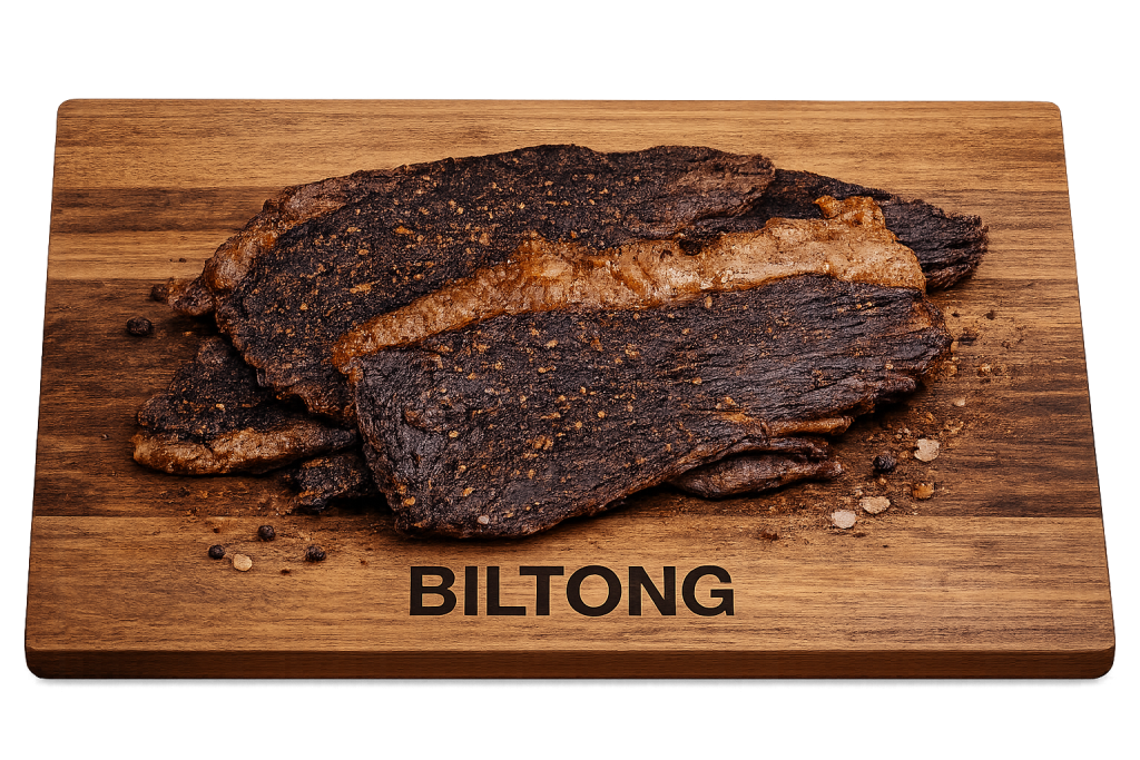 biltong on a chopping board