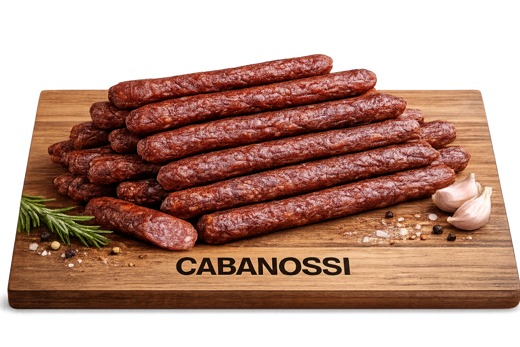 cabanossi on a chopping board